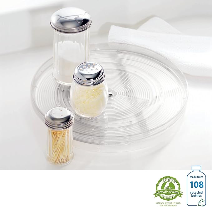 iDesign Linus Turntable Kitchen, Pantry or Countertop Organization, 11 Inches, Clear