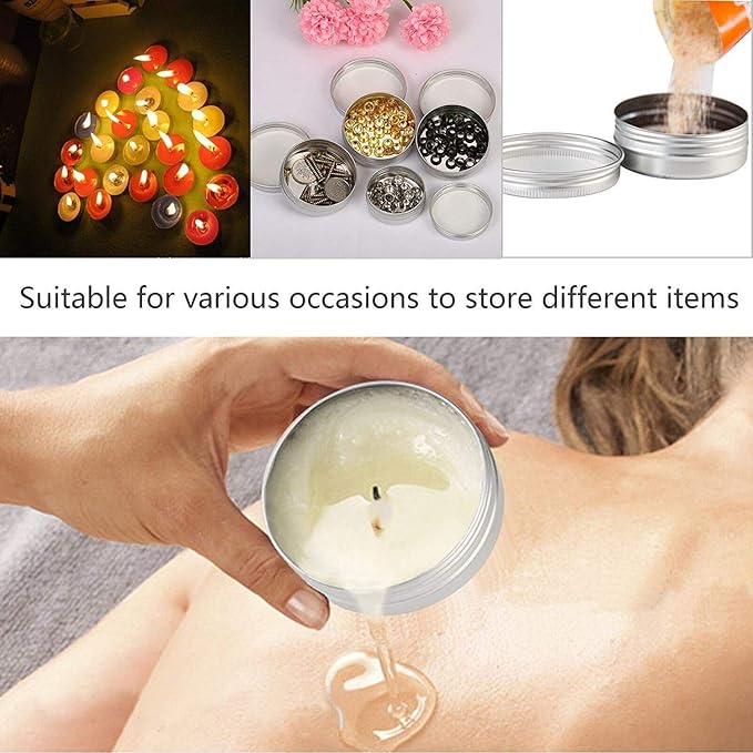 6 Pack 5 Oz Screw Lid Round Tins Aluminum Tin Cans Jar Metal Steel Tins Container 150ml DIY Candle Empty Tins Cosmetic Sample Container Travel Storage for Spices Candies Tea Gift(Gold)