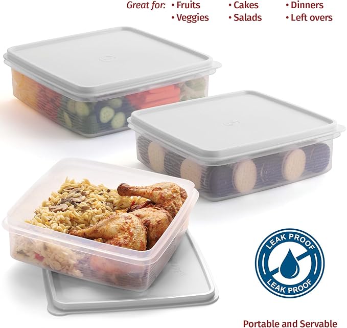 Plastic Storage Containers with Lids – 2-Pack 3L Cupcake Carrier – Leakproof Cookie Storage Containers Airtight – BPA-Free Plastic Containers with Lids for Food Storage, Meal Prep, Leftovers, Cupcakes