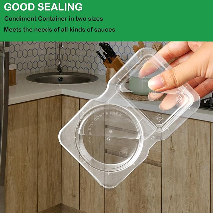 40 Sets Disposable Condiment Container with Lid, Double Compartment Plastic Container for Used for Travel Size Condiments, Snack, Dipping Sauce