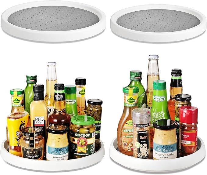 Amolliar 10"+12" 4 Pack Lazy Susan Turntable Organizer, Non-Skid Rotating Spice Rack for Cabinet, Pantry Organizer Storage, Kitchen, Fridge, Bathroom, Makeup Vanity, Countertop, Under Sink Organizing