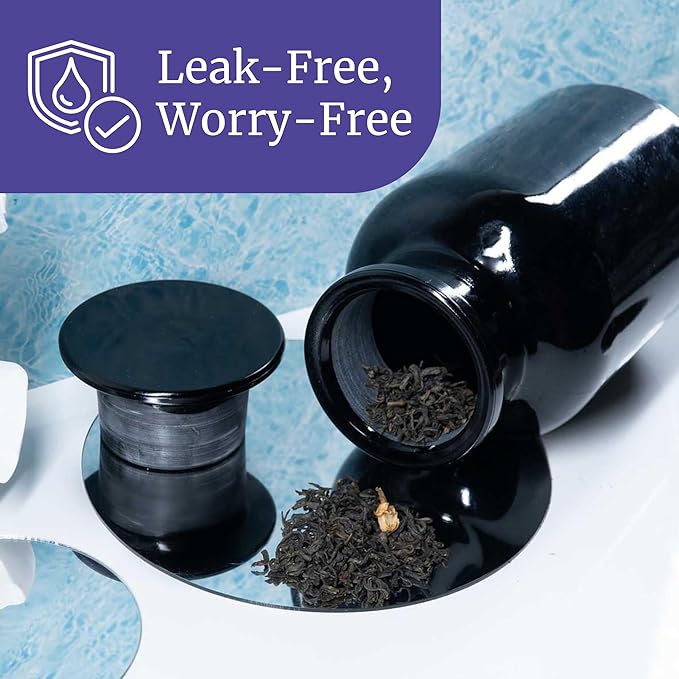 Infinity Jars 1L (34 Fl oz) Round jar Black Ultraviolet Glass Refillable Empty Apothecary Jar with Airtight Glass Lid for Tea, Spices, Dried Goods, Herb Storage | Airtight Smell Proof Jar