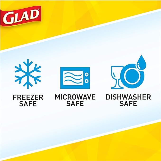 Gladware Freezerware Food Storage Containers, Large Rectangle Holds 64 Ounces of Food, 2 Count Set | Freezer Safe Containers to Store Food and Preserve Freshness | 6 Pack ( 12 Containers Total)