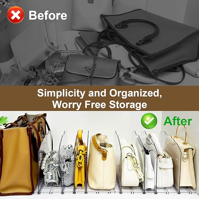 VERONLY 2-Pack Purse Organizer: Adjustable Closet Organizer and Storage, 10-Layer Acrylic Shelf Dividers for Closet Organization – Handbag & Bag Organizers, Ideal Gifts for Moms and Girlfriends
