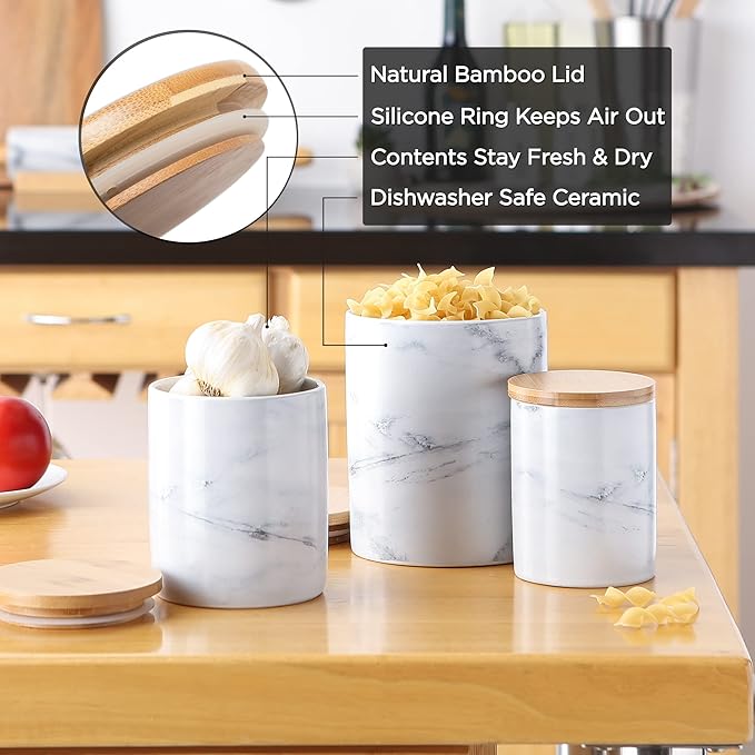 DII Kitchen Accessories Collection, Textured Matte Ceramic Canister Set, Jadeite, Vine, 3 Piece