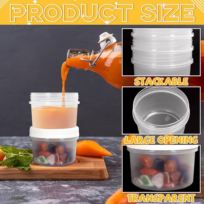 10 Pack 4oz Reusable Small Plastic Containers with Screw Lids, Stackable Food Storage Jars, Sauce Condiment Jars Lunch Box Accessories