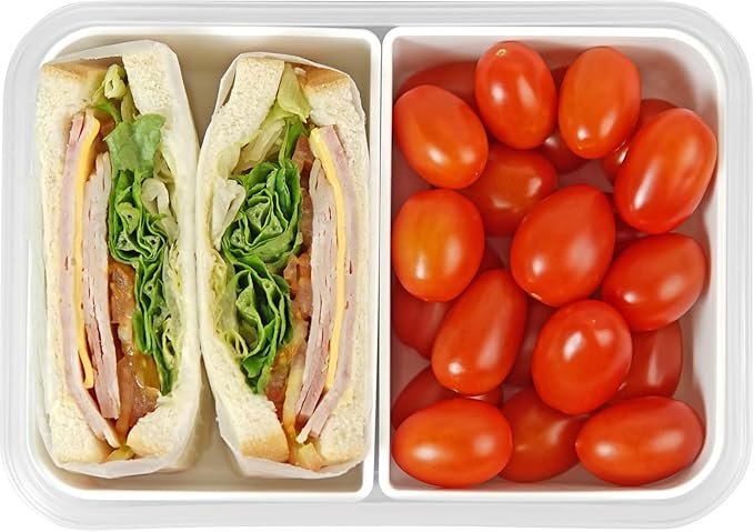 carrotez Food Storage Container with 2 Removable Compartments, Food Prep Container with Airtight Lids, Portion Control Container, Reusable, BPA Free, 6.3 Cup (1500ml)