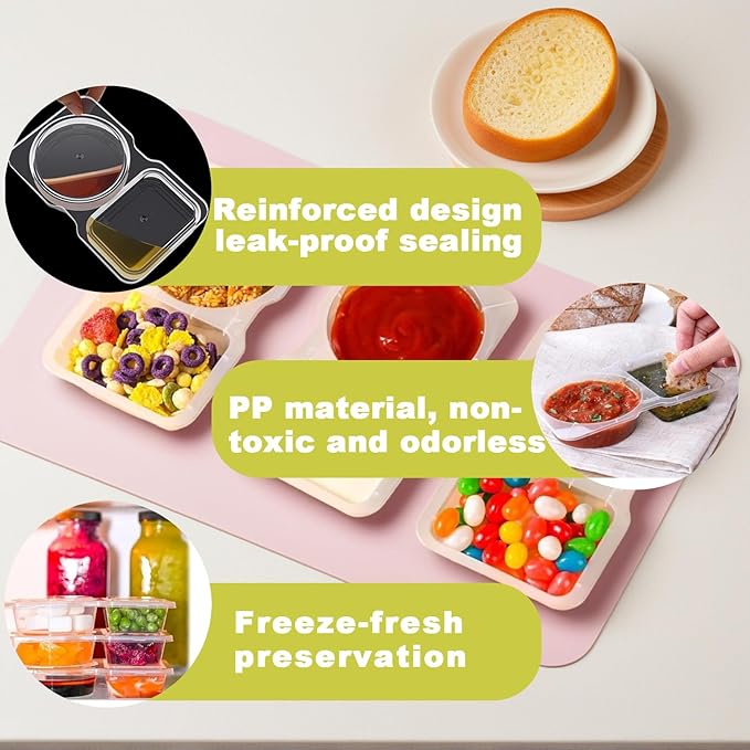 30 Set Thickened Reusable Leak-proof Snack Container with Lid, Dual Compartments Dip Holder - Refrigerator & Microwave Safe, Ideal for Fruits, Outdoor Activities, and On-the-Go Sauce Storage