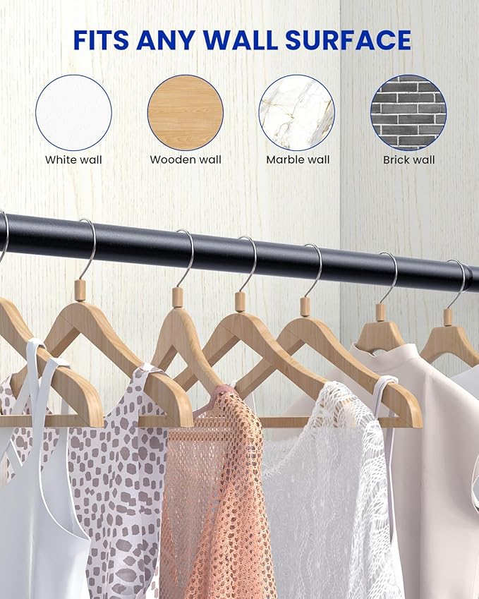 2 PACK Closet Rods for Hanging Clothes, 17 to 39 Inches Stepless Adjustable Metal Closet Rod, 1.3 Inches Heavy Duty Clothes Hanging Rod for Closet Wardrobes Laundry RV