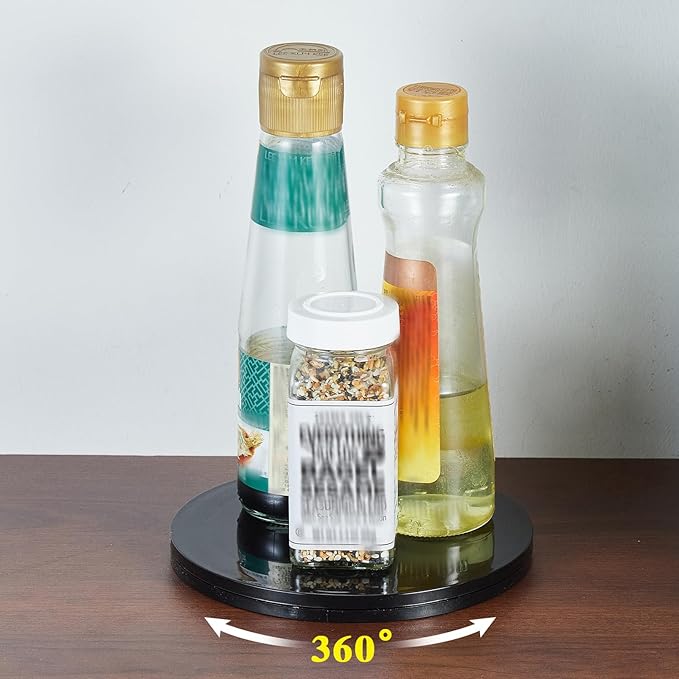 HSTECH 6” Lazy Susan Turntable Black Acrylic Ball Bearing Rotating Tray for Spice Rack Table Cake Kitchen Pantry Decorating TV Laptop Computer Monitor, 30-lb Load Capacity (360˚ Rotation)
