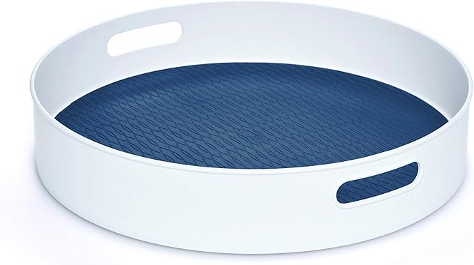 Copco Non-Skid Under-Sink Pantry Cabinet Kitchen Organizer, 18-Inch, White/Steel Blue