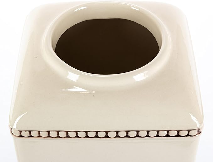 GG Collection Small Cream Ceramic Canister with Metal Base
