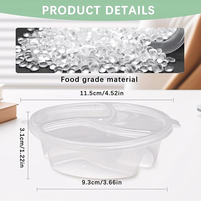 20 reusable snack box container set, 3 Compartment Condiment Containers with Lids,Reusable small sauce dipping container, used for multifunctional storage of disposable snacks and seasonings 