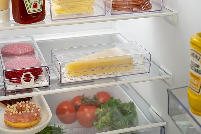 Cheese Keeper | Storage Container for Fridge | Food Box with Hinged Lid and Removable Tray | Sliced Cheese Organizer | Made in USA
