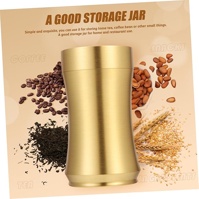 Zerodeko Tea Pot Copper Craft Coffee Bean Storage Tea Coffee Sugar Storage Container Delicate Storage Holder Delicate Tea Leaf Organizer Sealed Tin Cans Food Travel Portable Brass