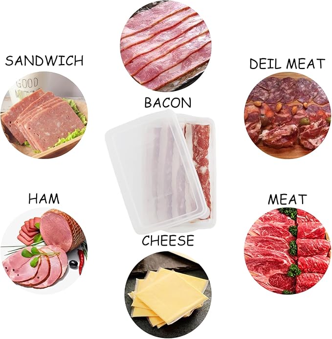 2 Pack-Bacon Keeper, Plastic Airtight Deli Meat sliced cheese Food Storage Containers with Lids for Refrigerators, Freezer, BPA-Free, Meal Prep