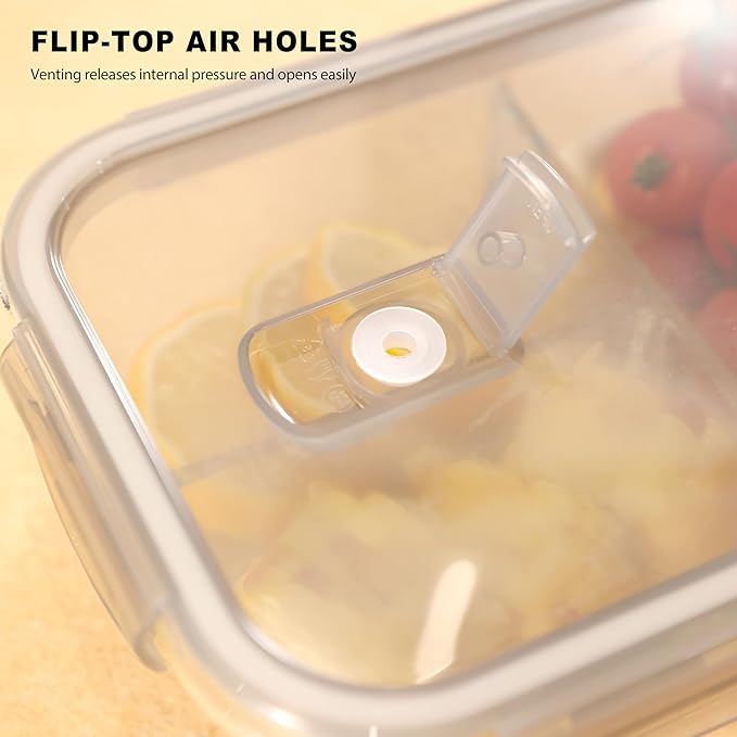 5 Pack, 35 Oz Meal Prep Containers Reusable, Glass Storage Containers with Lids,Glass Lunch Containers with Lids,Oven and Freezer Safe, Food Storage and Portion Control - light gray