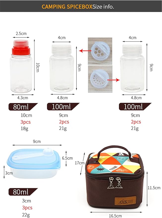 10 Pcs PET Plastic Spice Jars Moisture Proof Condiment Container with Lid - Camping Picnic Outdoor Kitchen Spice Shaker Seasoning Organizer Bottle for Storing Herb Salt Sugar Pepper Spices