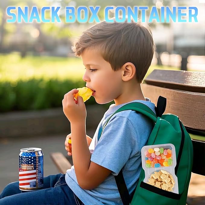 12Pcs Snack Pack Containers, Double Compartment Condiment Containers with Lids, Reusable Small Sauce Dipping Containers, Grab and Go Snack Containers, Disposable Snack Box Container for Kids Adults