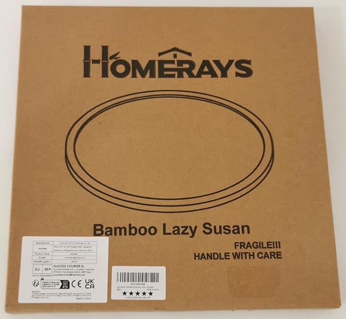Lazy Susan Organizer Homerays 12 Inch Non-Skid Bamboo Lazy Susan for Kitchen Rotating Spice Rack for Kitchen Cabinet, Wood Turntable for Kitchen Countertop Organizer Black