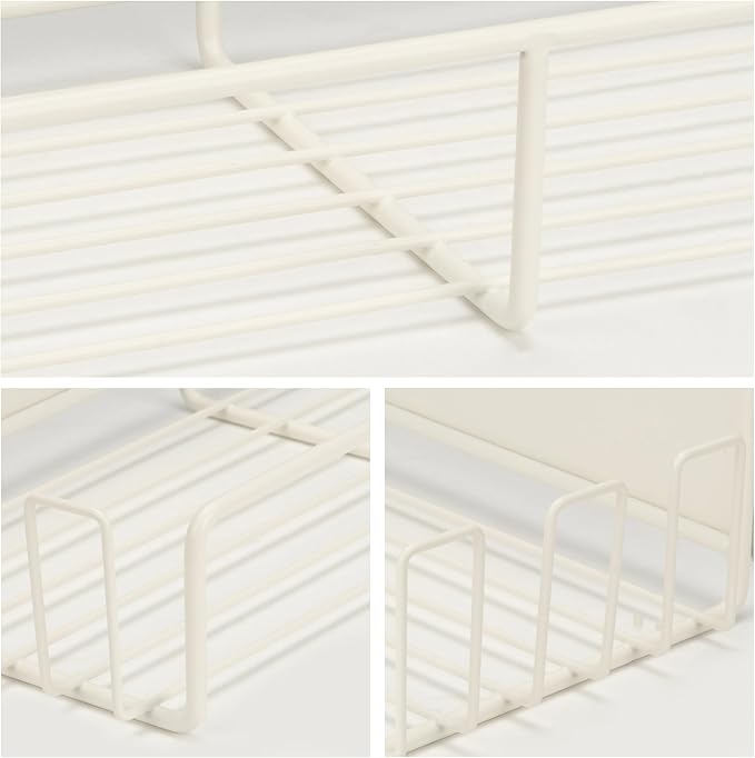 Strong Magnetic Spice Rack For Refrigerator with 20 Hooks, Space Saving Organizer, Durable Shelf for Oven - 4 Pack - Iron - Cloud Dancer