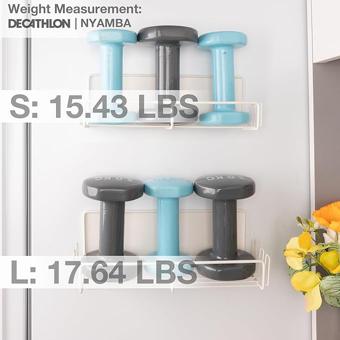 Strong Magnetic Spice Rack For Refrigerator with 20 Hooks, Space Saving Organizer, Durable Shelf for Oven - 4 Pack - Iron - Cloud Dancer