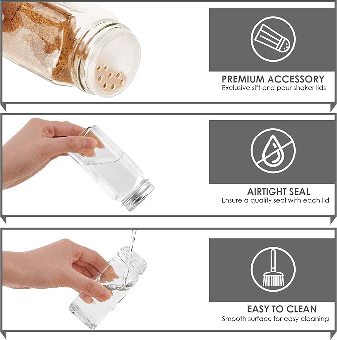 Spice Rack with 28 Jars and Labels,4 Tier Wall Mounted Spice Rack with Jars with 400 White Spice Labels, Chalk Marker and Funnel Set for Cabinet, Countertop, Pantry, Cupboard or Door & Wall Mount.