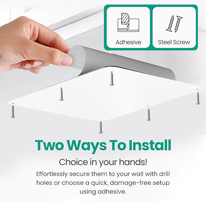17.5inchX11.5inch Large Stainless Steel Plate for Magnets, 3M Adhesive Back, Mounting Screws, Ideal for Magnetic Shelf, Spice Holders, Fridge Magnets. Mount Anywhere! (White, 1 Pack)
