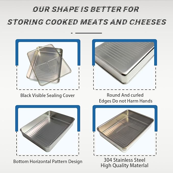 stainless steel containers with lids stainless steel food containers refrigerator organizers and storage:3 PCS deli meat container for fridge,bacon storage container for fridge