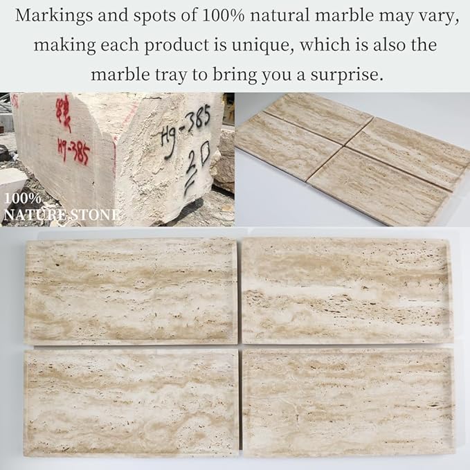 Natural Beige Travertine Marble Luxury Tray,for Kitchen Sink,Bathroom Soap Bottles,Makeup,Towel Organizer Tray