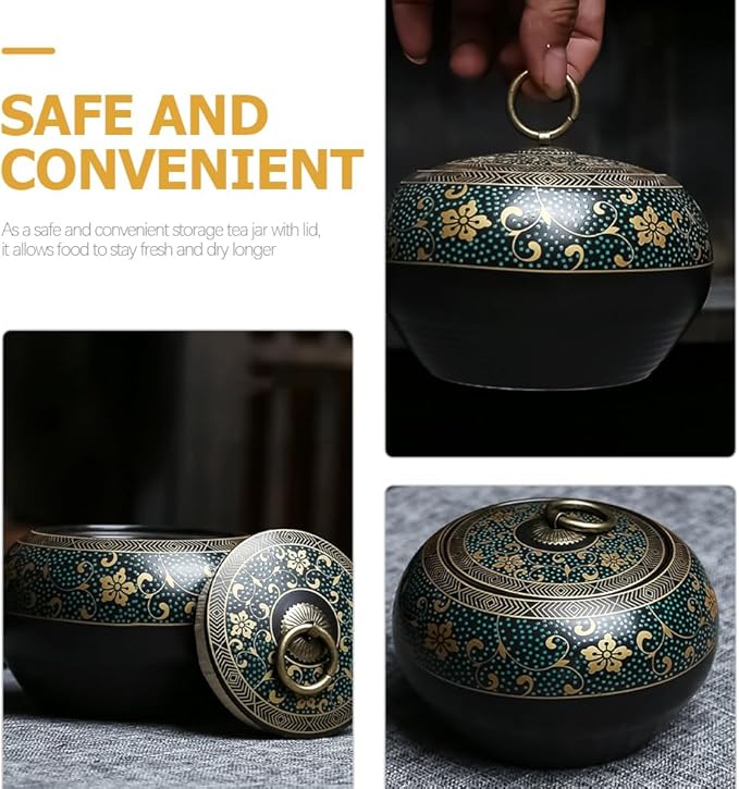Tea Cup Tea Canister Exquisite Oriental Ceramic Food Storage Jar Canister Loose Tea Tin Tea Storage Jar Tea Tea Canister Coffee Canister Coffee Jar Spices Nuts Storage Tea Cups