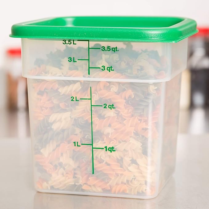 Cambro 4SFSPP190 4 Qt. Translucent Container with SFC2452 Kelly Green Lid, 4Quart