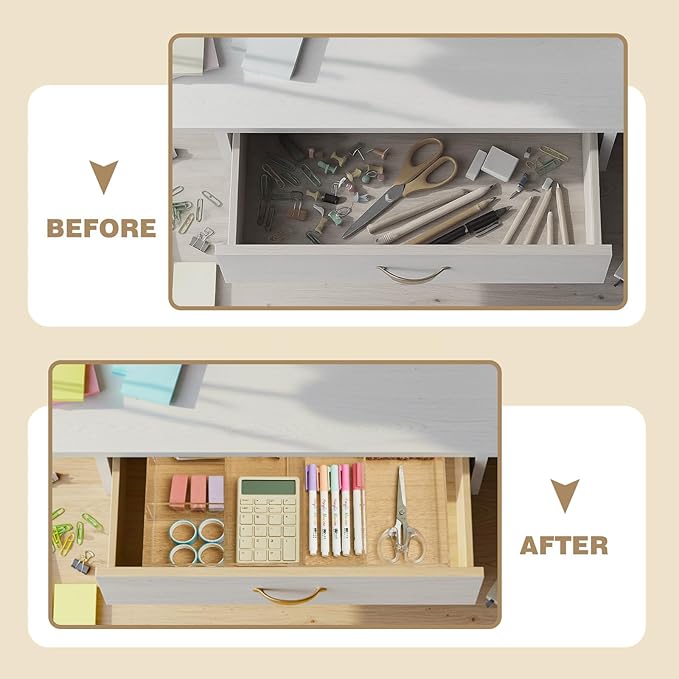 1 Pc Acrylic Desk Drawer Organizer Maximum Expandable Drawer Organizer Trays with 8 Adjustable Compartments Desk Accessories for Makeup Silverware Office Bathroom(Clear,Stylish)
