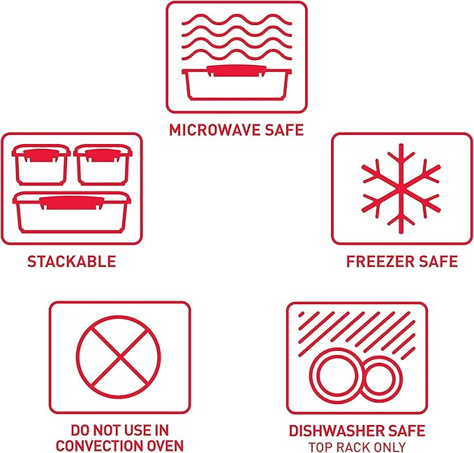 Sistema Microwave Food Storage Containers with Steam Release Vent, Dishwasher Safe Red