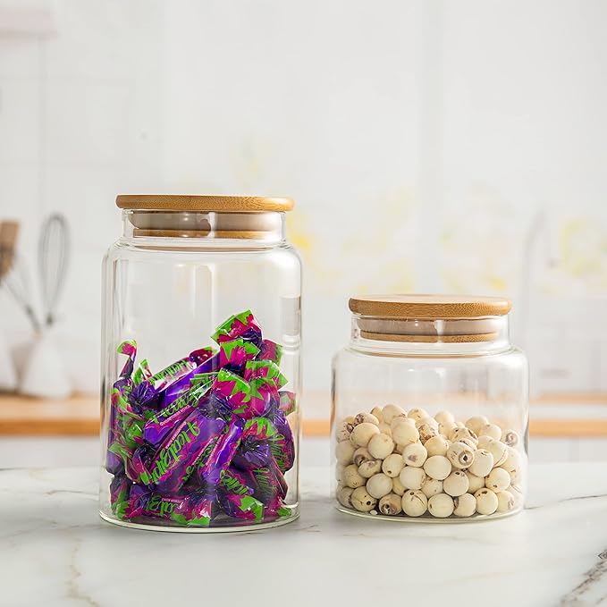 16 oz/480 ml Glass Storage Canister with Airtight Lid, Clear Decorative Container Jar for Coffee, Spice, Candy, Salt, Cookie, Condiment, Pepper, Sugar, Overnight Oats - Small