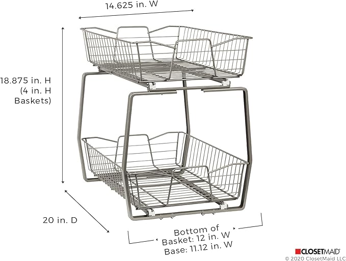ClosetMaid 3089 2 Tier 14-Inch Kitchen Cabinet Organizer, Nickel