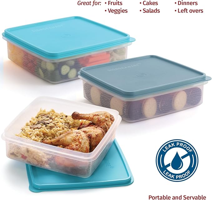 Plastic Storage Containers with Lids – 2-Pack 3L Cupcake Carrier – Leakproof Cookie Storage Containers Airtight – BPA-Free Plastic Containers with Lids for Food Storage, Meal Prep, Leftovers, Cupcakes