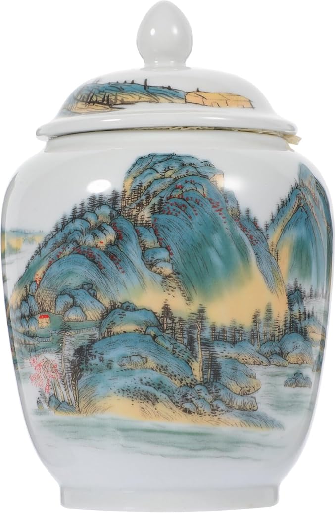 Ginger Jar Kitchen Canisters Vintage Ceramic Food Storage Jar with Airtight Lid Food Storage Jar Porcelain Tea Cadd Y Loose Tea Tin Kichen Storage Container for Coffee Sugar Nuts