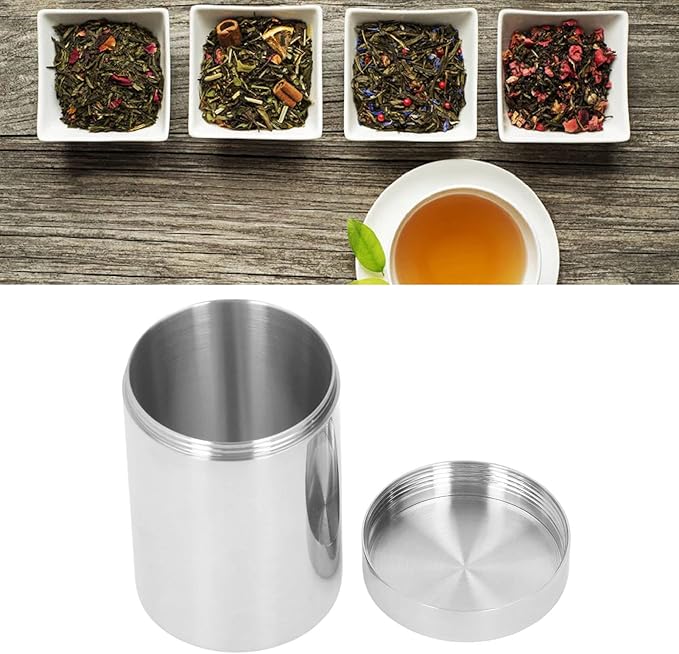 Small Tin Can Box, 304 Stainless Steel 14oz Canister for Coffee Tea Candy, Loose Leaf Tea Tin Containers Storage with Airtight Lids for Storage Loose Leaf Sugar Herbs Spices
