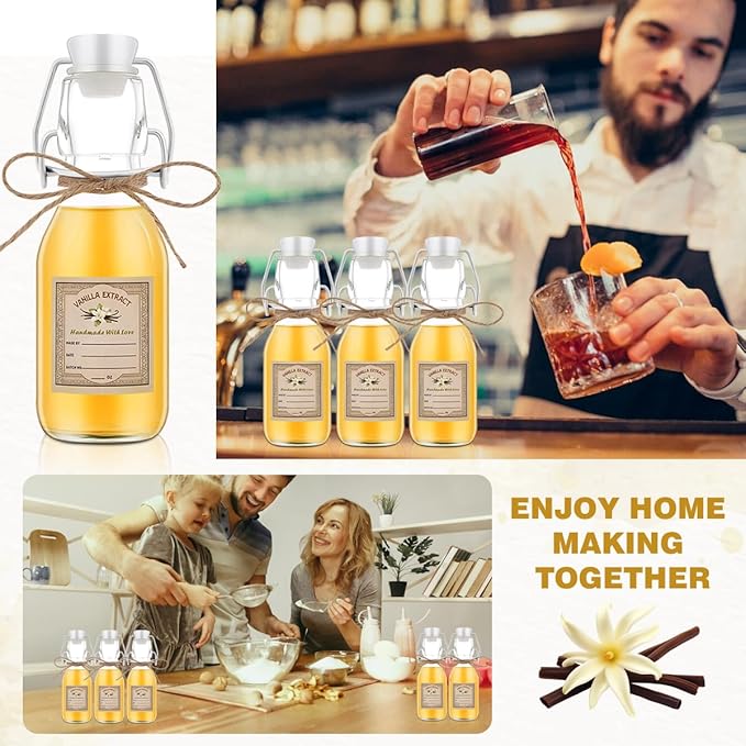 20Pcs 4 oz Swing Top Glass Bottles for Vanilla Extract Homemade,Flip Top Glass Bottles for Glass Food Storage Canister for Hot Sauce Beans