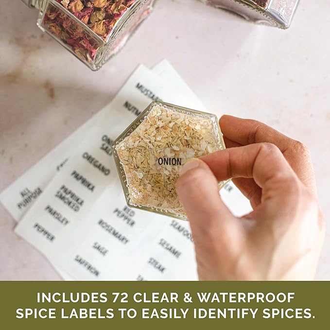 Gneiss Spice Magnetic Spice Jars Sample Pack – 6 Large & 6 Small Empty Glass Jars with Magnetic Lids & Spice Labels | Fridge-Mount Hanging Spice Rack | Refillable Kitchen Organizer
