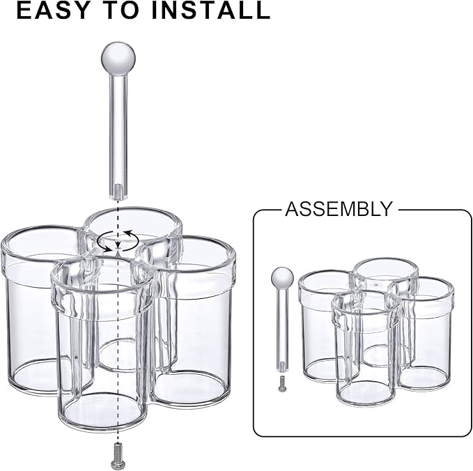 Amazing Abby - Felicia - Plastic Flatware Organizer, 4-Slot Utensil Holder with Handle, Easy-Carry Cutlery Holder, Silverware Storage for Kitchen, Perfect Storage Solution for Home and Restaurant