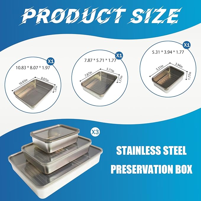 stainless steel containers with lids stainless steel food containers refrigerator organizers and storage:3 PCS deli meat container for fridge,bacon storage container for fridge