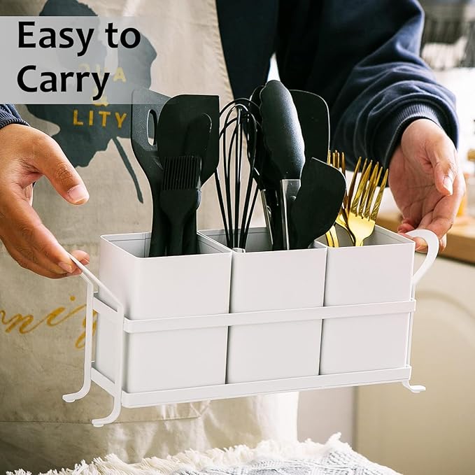 NOLIES Kitchen Utensil Holder, Silverware Caddy, Flatware Cutlery Organizer, Ideal for Modern Countertop Storage Solutions & Party Use, Metal and Durable Design