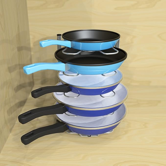 Simple Houseware Cabinet Pantry Pot and Pan Organizer Holder Rack, Silver