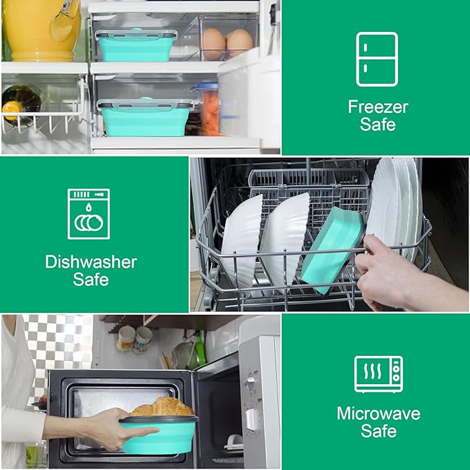 16 Pack Collapsible Food Storage Containers With Lids, Collapsible Storage Containers Sets Silicone Collapsible Bowls For Camping, RV Accessories, Travel Trailer Must (Mixed oz) (16)