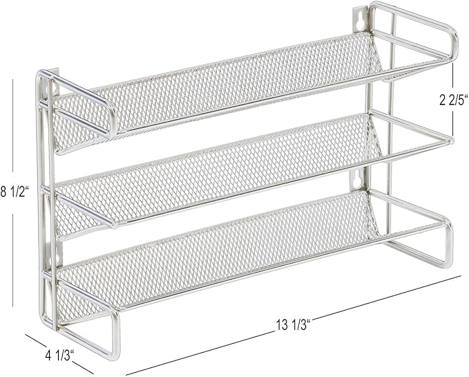 GONGSHI 3 Tier Spice Rack Organizer with 21 Empty Spice Jars, 386 Spice Labels, pen and Funnel Set for Countertop Cabinet Pantry or Wall Door Mount - Chrome