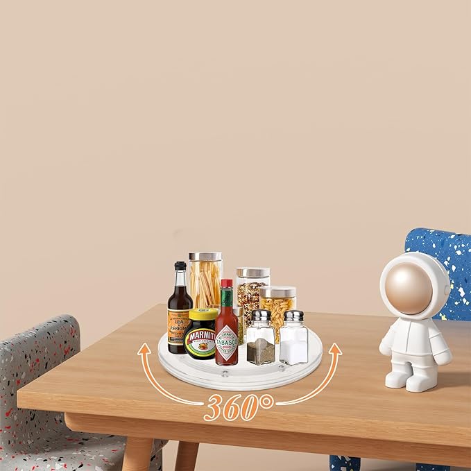 2 PCS 9 Inch Acrylic Lazy Susan Turntable Clear Acrylic Lazy Susan 360 Degree Acrylic Ball Bearing Rotating Tray for Spice Rack Table Cake Kitchen Pantry Decoratin