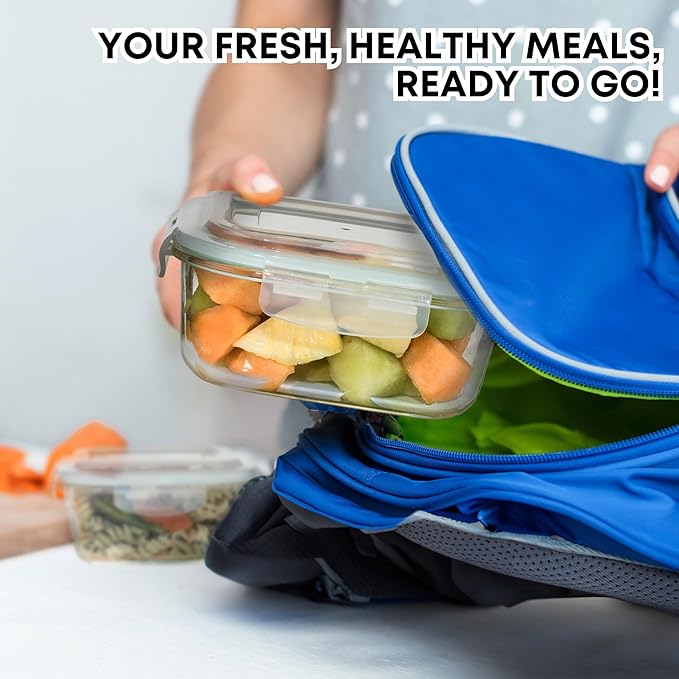 Razab 10 Pcs Glass Food Storage Containers with Lids – 40, 27, 17 Oz | Airtight Glass Storage Containers, BPA-Free meal prep containers reusable glass - Leakproof Kitchen Containers for Organizing