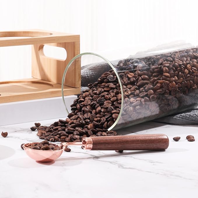 ZOMUIA Glass Coffee Containers Airtight Coffee Bean Storage Jars with Shelf, 2Pcs 44oz Coffee Station Organizer Coffee Canisters, Kitchen Food Storage Jars for Coffee, Sugar, Candy, Oats, Nuts